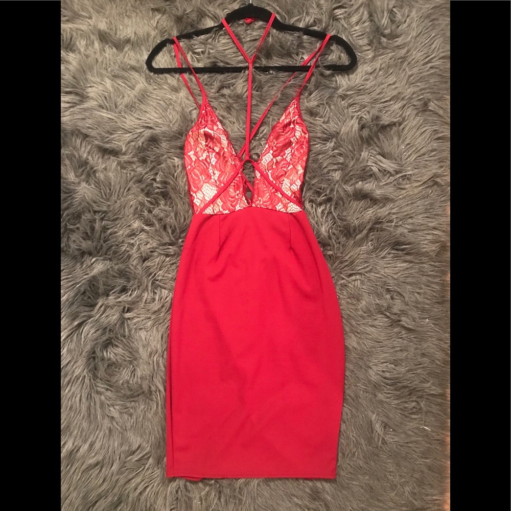 Boohoo Red Lace Dress
